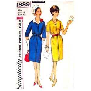 60s Vintage Zipper Dress Pattern Simplicity 4889 Size 20