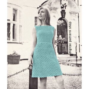 60s Lace Dress Crochet Pattern for Women, Sleeveless Dress