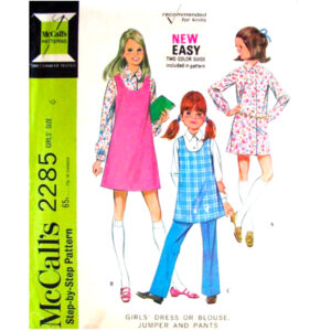 Girls 70s Dress, Blouse, Jumper, Pants Pattern McCall’s 2285