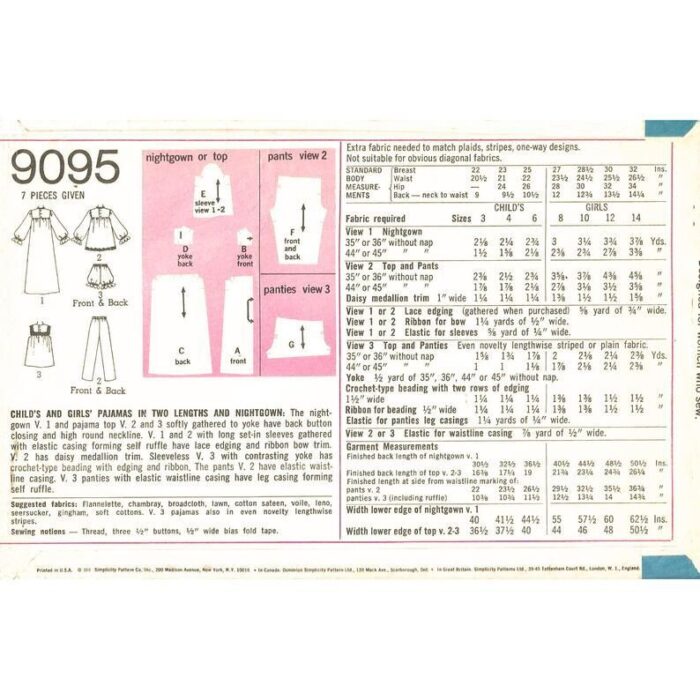 Girls Pattern S9095