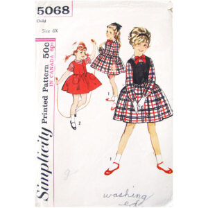 Girls 60s Dress Full Skirt and Weskit Vest Pattern Simplicity 5068