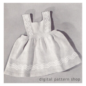 50s Girls Bib Skirt Knitting Pattern PDF, Toddler Size 1 2 3