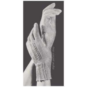 1940s Gloves Knitting Pattern, Cable Top Wedding Gloves