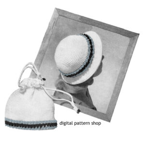 50s Vintage Hat and Drawstring Bag Crochet Pattern