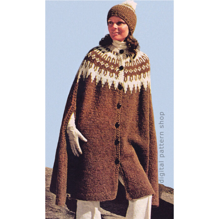 Icelandic cape and cap knitting pattern K90