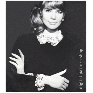 60s Delicate Irish Rose Collar & Cuff Crochet Pattern PDF
