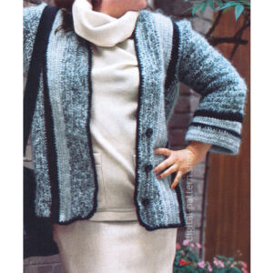 70s Jacket Crochet Pattern Plus Size Women, Buttoned Cardigan