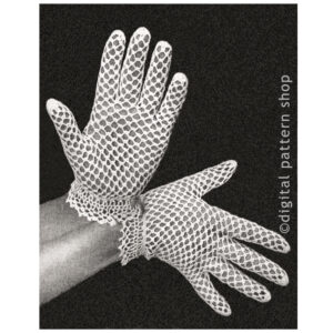 50s Dainty Lace Gloves Crochet Pattern, Fishnet Wedding Gloves