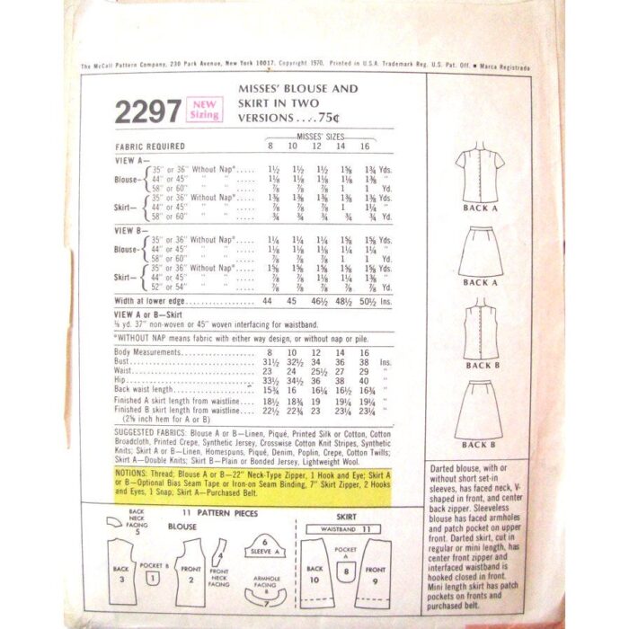 M2297 vintage sewing pattern