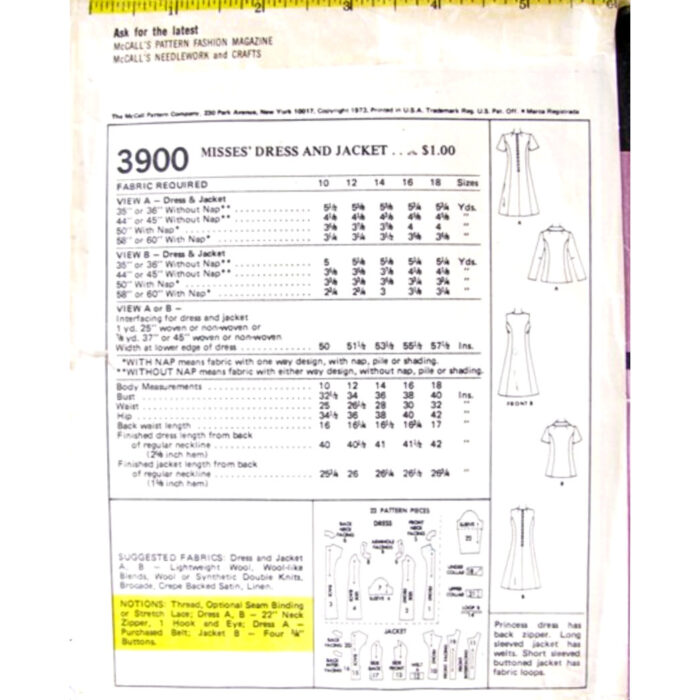 M3900 vintage sewing pattern