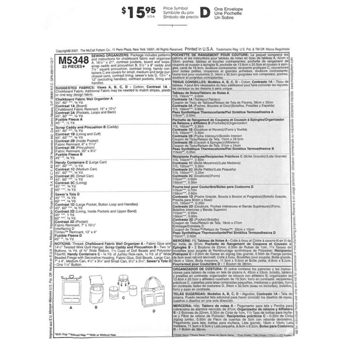 M5348 Sewing Room Pattern