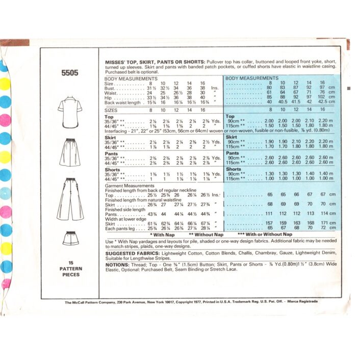 M5505 vintage sewing pattern