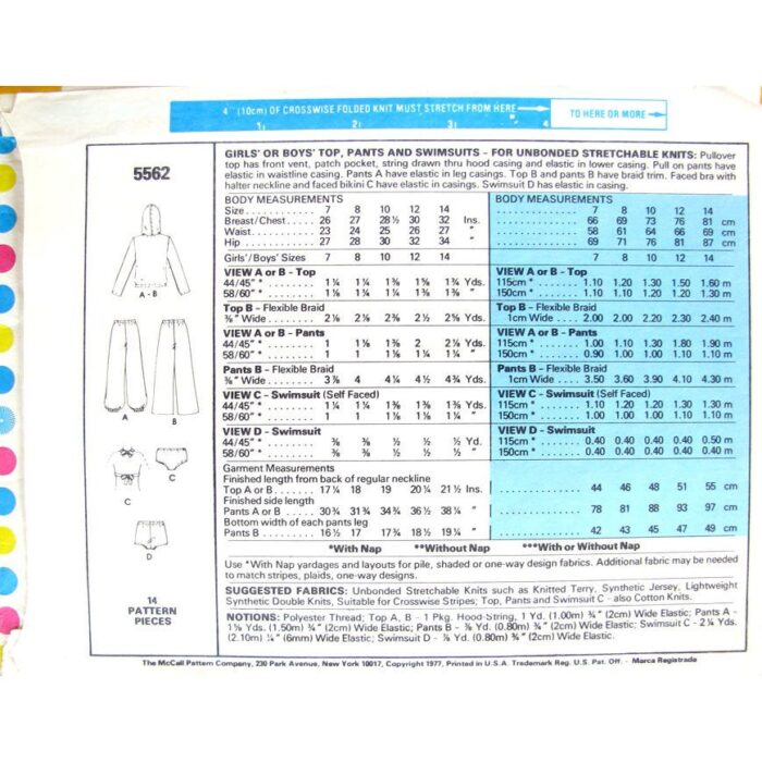 M5562 teen swimsuits top pants pattern