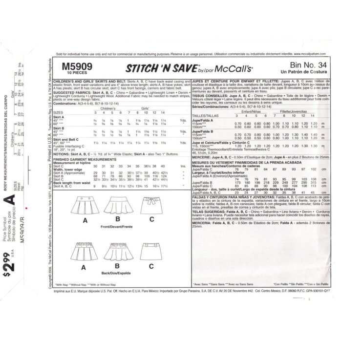 M5909 skirt pattern