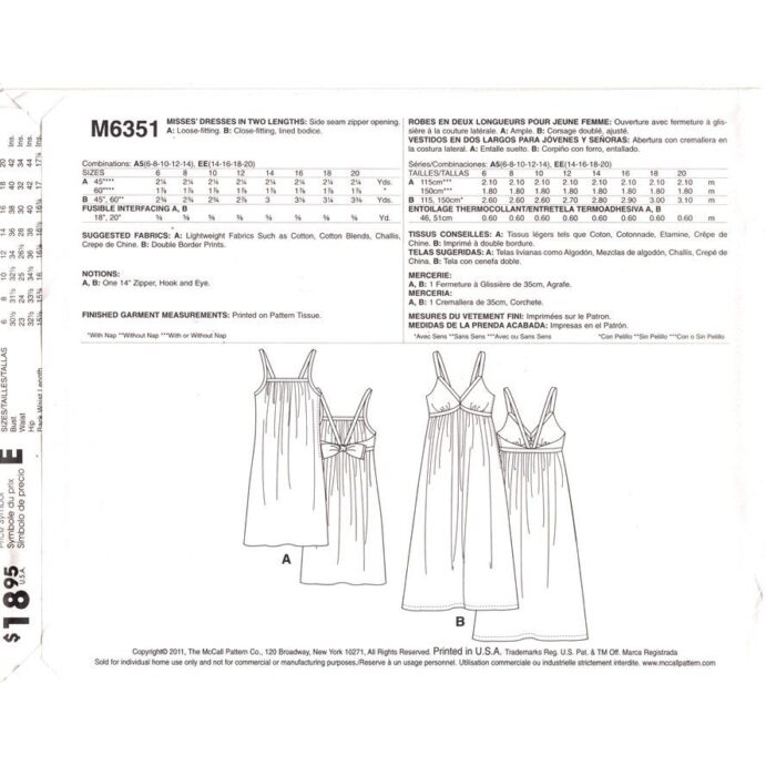 M6351 womens sewing pattern