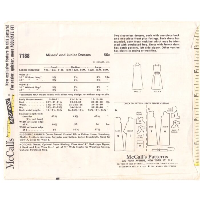 M7188 vintage dress pattern