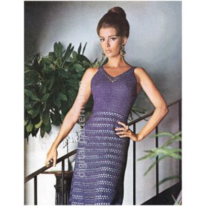 70s Maxi Dress Crochet Pattern, Long Evening Dress PDF