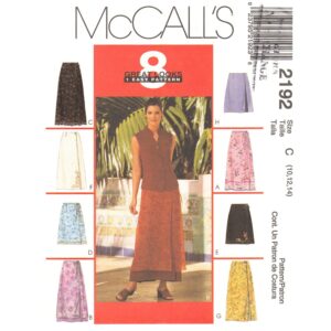 McCall’s 2192 Easy Wrap Skirt Sewing Pattern Size 10 12 14