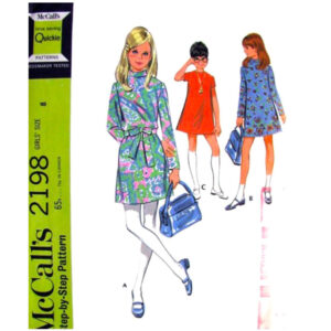 Girls 1960s A Line Dress Pattern McCall’s 2198 Roll Collar