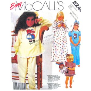 Girls Raggedy Ann Pajama, Nightie Pattern McCall’s 2240