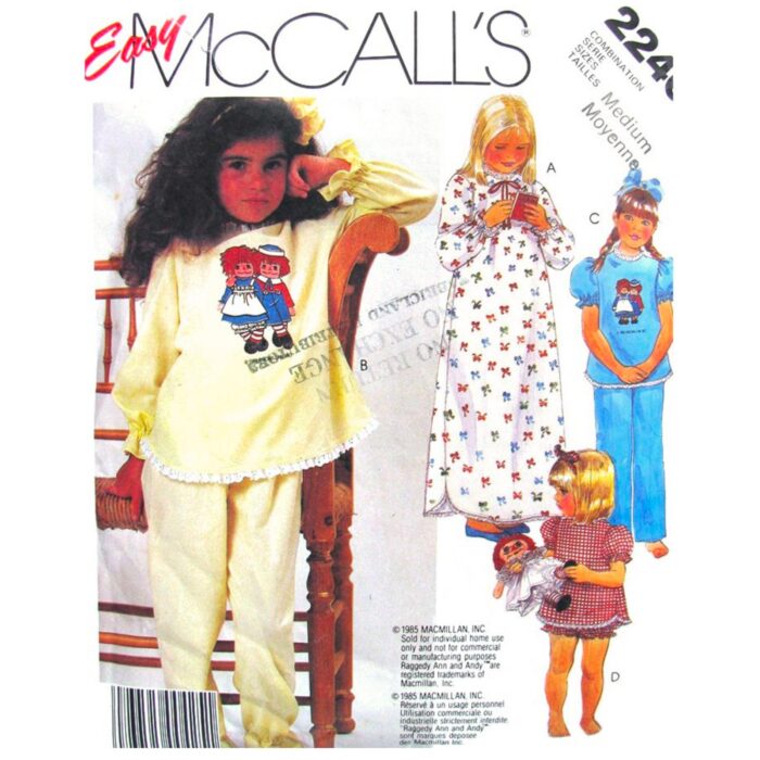 McCalls 2240 Raggedy Ann pajama pattern
