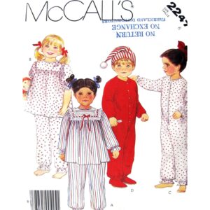 McCall’s 2247 Kids Two Piece, Jumper Pajama with Feet Pattern