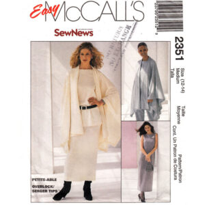 McCall’s 2351 Cape, Dress, Top, Pants, Skirt Pattern Size 12 14