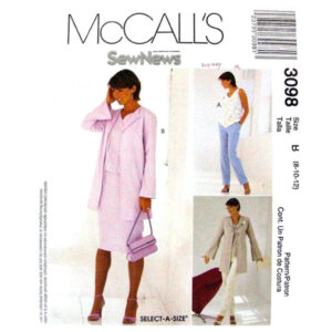 McCall’s 3098 Wardrobe Pattern Long Jacket, Top, Pants, Skirt