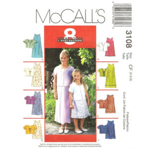McCall’s 3108 Girls Sleeveless Dress, Jacket Pattern Size 4 5 6