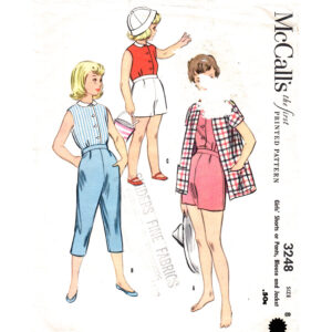 Girls 50s Jacket, Blouse, Pants, Shorts Pattern McCall’s 3248