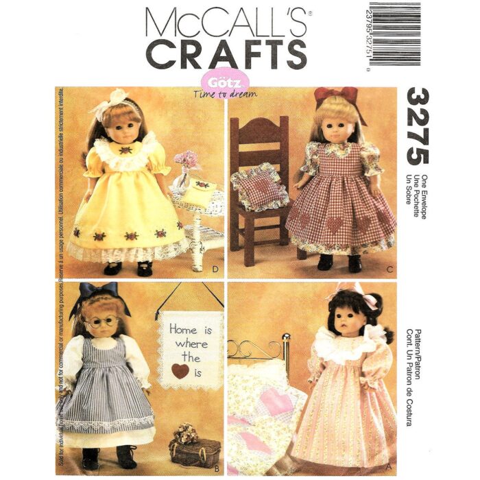 McCalls 3275 doll sewing pattern