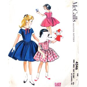 Girls 50s Full Skirt Dress Pattern McCall’s 4346 Size 8