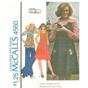 1970s Flared Jumper or Top Pattern McCall’s 4560 Dress