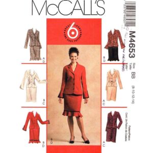 McCall’s 4653 Bell Sleeve Jacket, Ruffle Hem Skirt Suit Pattern