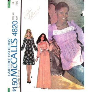 1970s Smock Top or Dress Pattern McCall’s 4820 Front Tucks