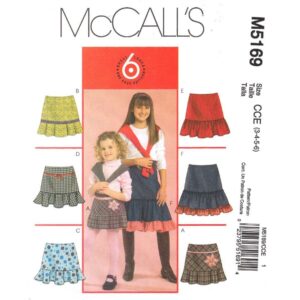 McCall’s 5169 Girls Skirt Pattern Ruffle or Pleated Hem Size 3 to 6