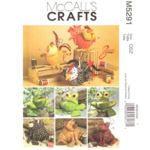 McCall’s 5291 Animal Sewing Caddy Pattern Chicken, Bear, Frog