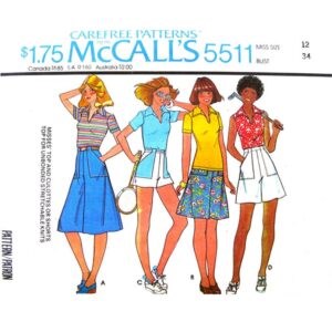 70s Sporty Top, Culottes or Shorts Pattern McCall’s 5511