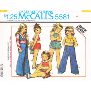 70s Girls Halter Top, Shorts, Pants Pattern McCall’s 5581 Size 4
