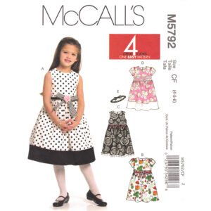 McCall’s 5792 Girls Dress Pattern Flower Girl Size 4 to 6