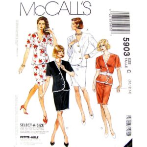 McCall’s 5903 Surplice Top, Slim Skirt Pattern Size 10 12 14