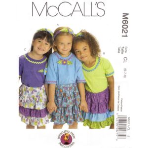 McCall’s 6021 Girls Ruffle Skirt Pattern Headband Size 6 7 8