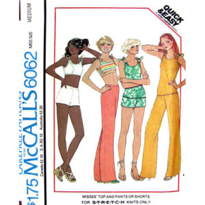 70s Tank Top, Crop Top, Pants or Shorts Pattern McCall’s 6062