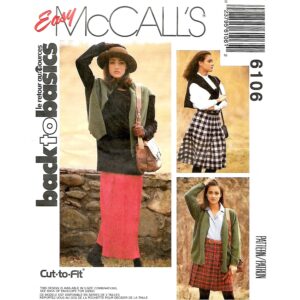 McCall’s 6106 Pleated Skirt Pattern, Above Ankle, Knee or Mini