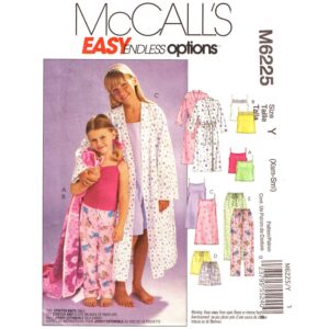 McCall’s 6225 Girls Cami Pajama, Nightgown, Robe Pattern
