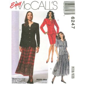90s Jacket, Slim or Full Skirt Pattern McCall’s 6247 Size 10-14