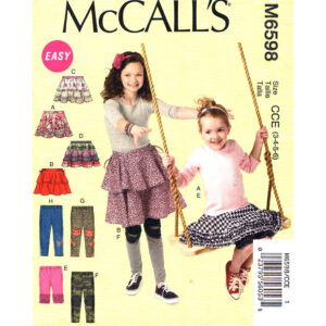McCall’s 6598 Girls Tiered Skirt, Leggings Pattern Size 3 to 6