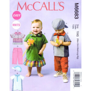 McCall’s 6683 Infant Pattern Top, Romper, Dress, Panties, Pants