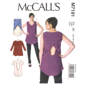 McCall’s 7191 Open Keyhole Back Top Pattern Size 6 to 14