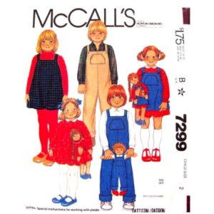 Child’s Dress, Bib Jumper or Overalls Pattern McCall’s 7299